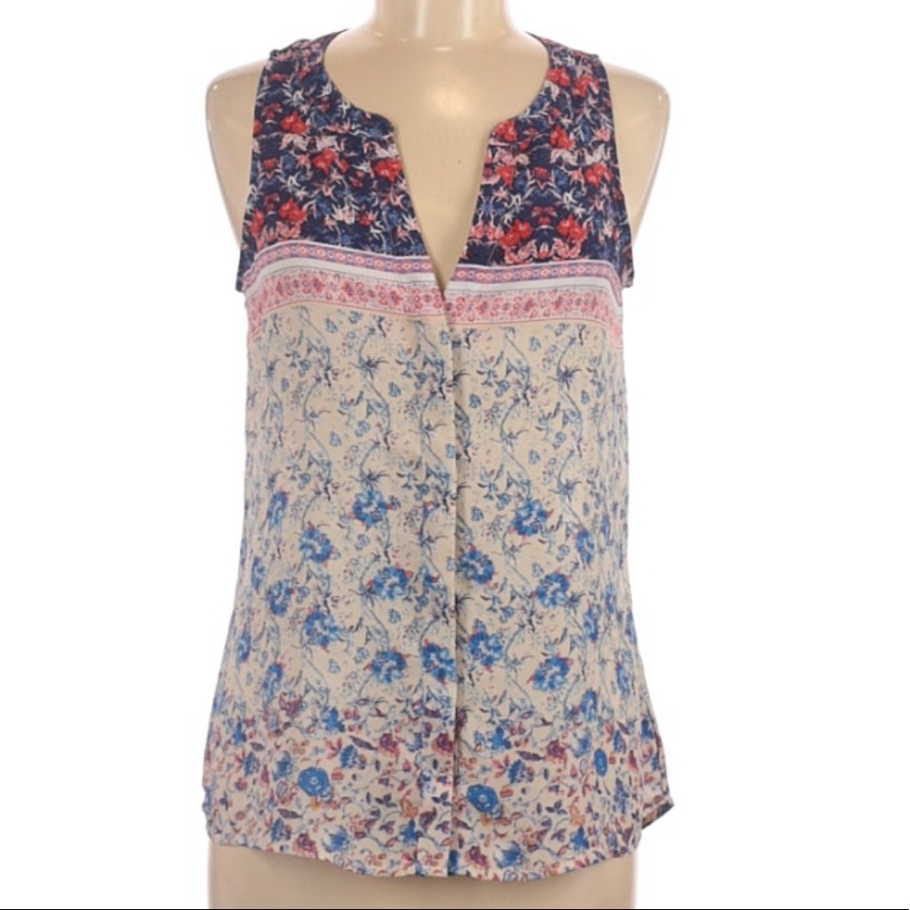 SANCTUARY print sleeveless sheer top